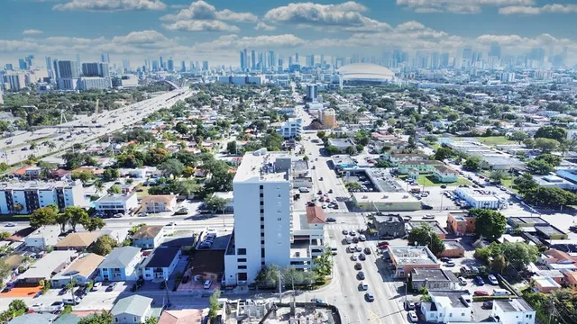 an aerial view of a city