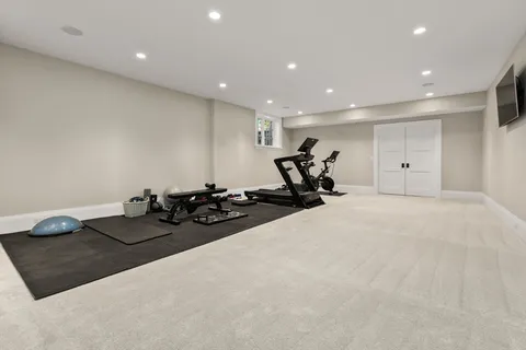 a view of a room with gym equipment