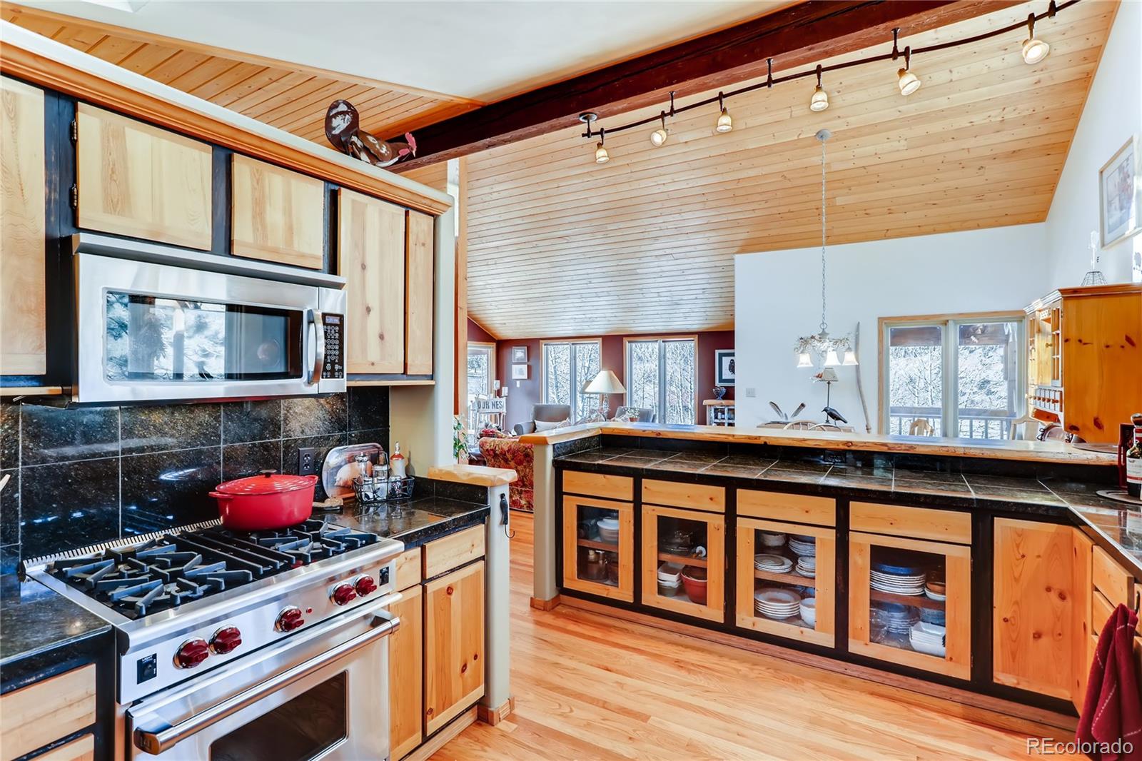 193 Twilight Terrace Drive Bailey, CO 80421 - Photo 10 of 34 a kitchen with stainless steel appliances granite countertop a stove and cabinets