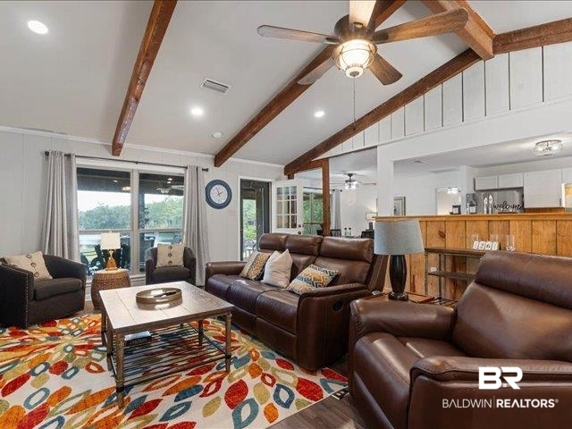 4650 Wiggins Lane Wilmer, AL 36587 - Photo 6 of 66 Living room with wood finished floors, recessed lighting, and ceiling fan