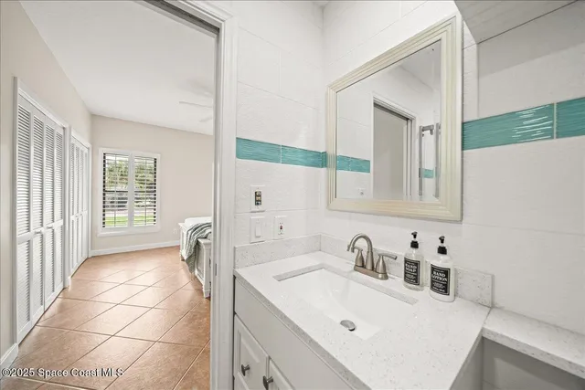 a view of backyard with seating space and trees