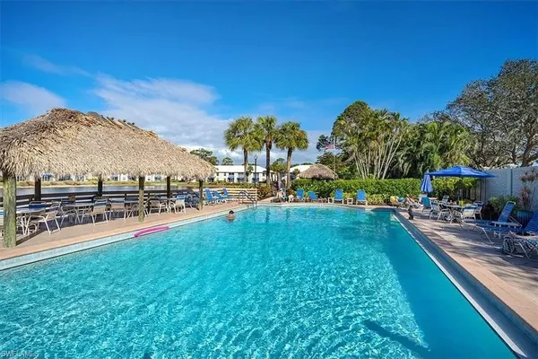 a view of a swimming pool and outdoor space