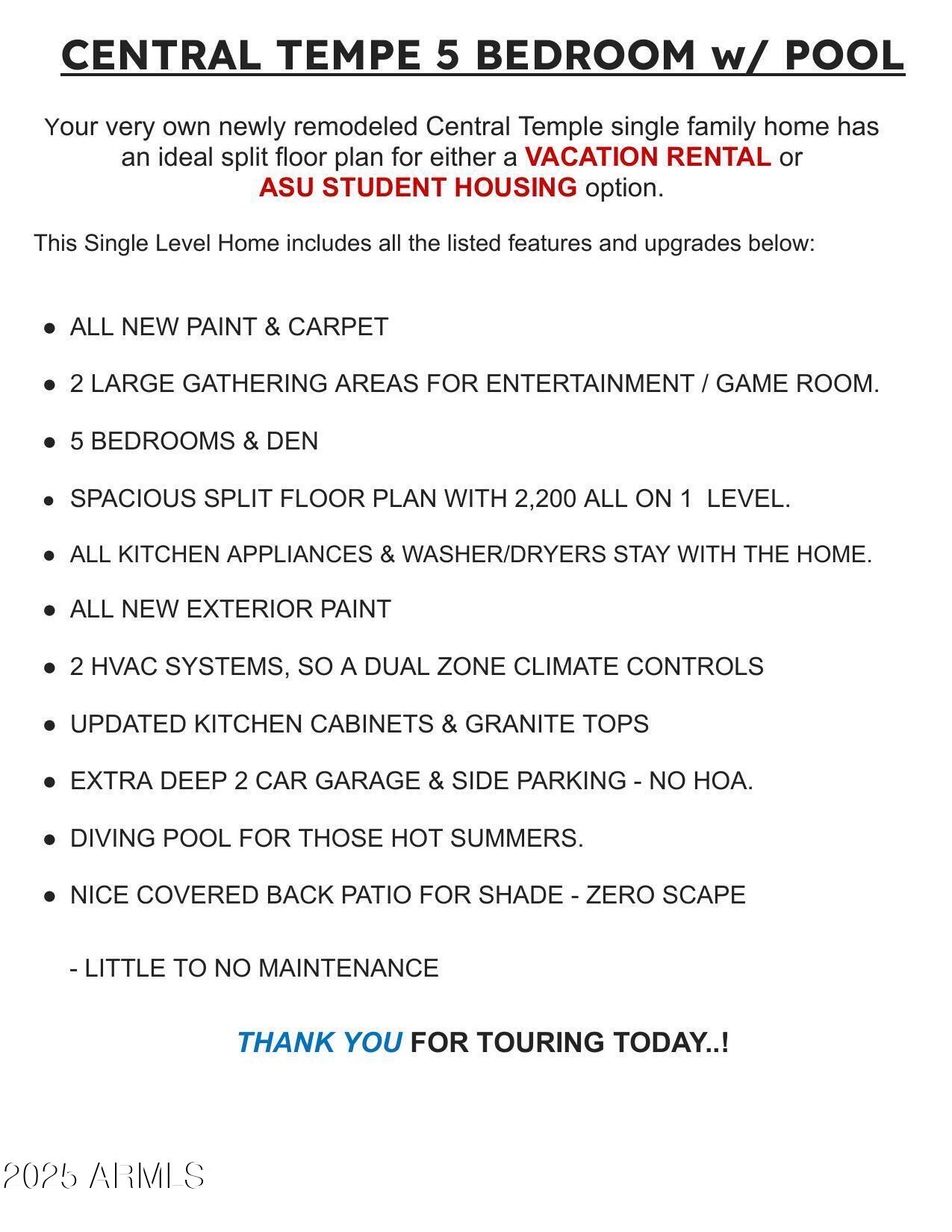 3620 South Terrace Road Tempe, AZ 85282 - Photo 34 of 35 Home Features List - Terrace Home