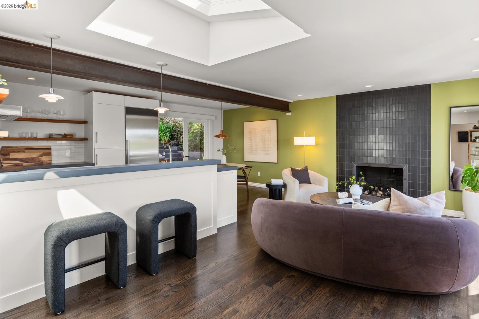 1119 Miller Avenue Berkeley, CA 94708 - Photo 6 of 33 a living room with fireplace furniture and a fireplace