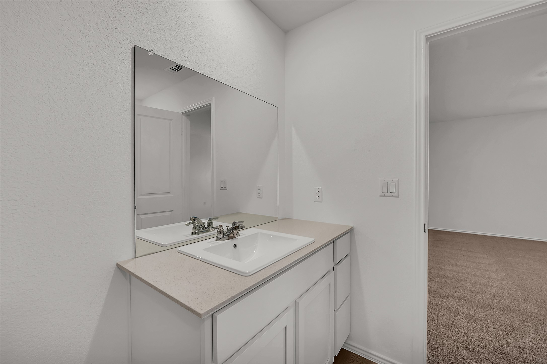 2528 Willkomen Way Manor, TX 78653 - Photo 9 of 21 a bathroom with a sink and a mirror