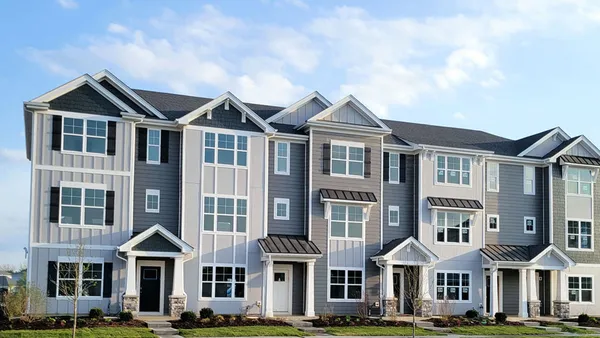 a front view of a large residential buildings