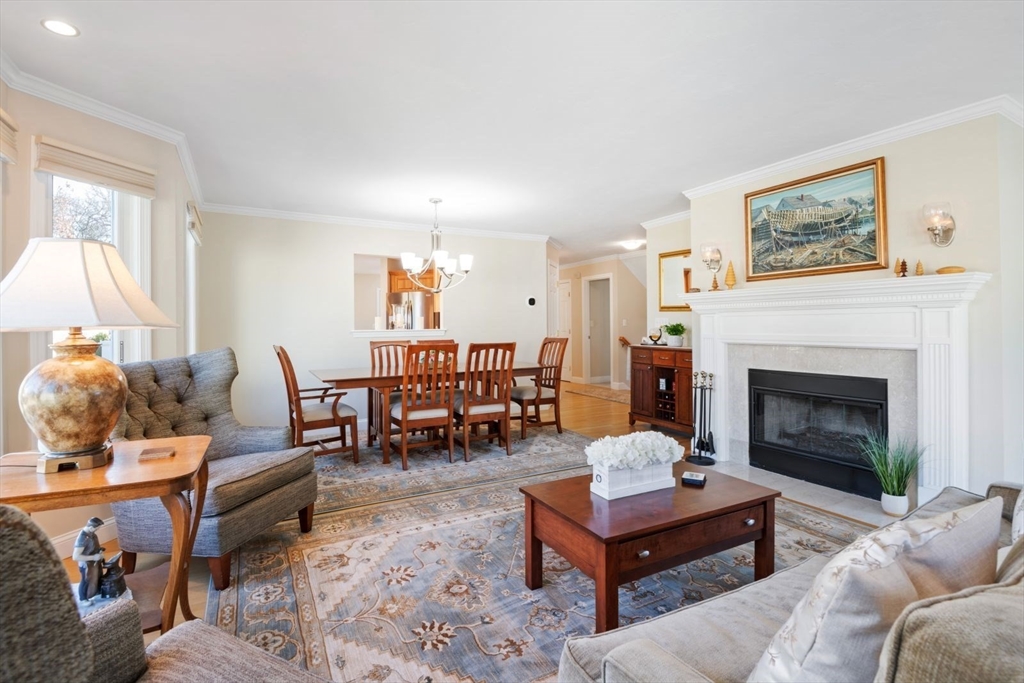 101 Tussock Brook Road, Unit 101 Duxbury, MA 02332 - Photo 10 of 38 a living room with furniture potted plant and a fireplace