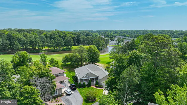 an aerial view of a house with yard and outdoor seating