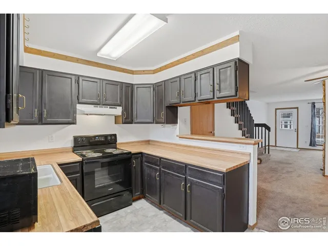 a kitchen with a stove a sink and a refrigerator