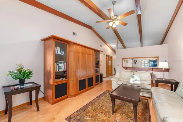 a living room with furniture