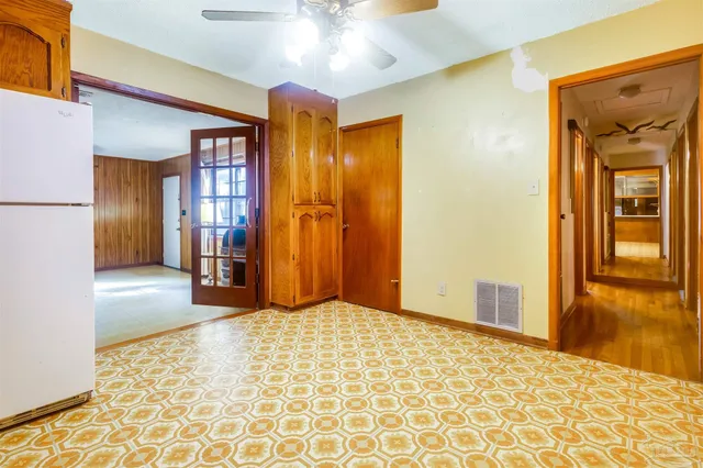 an empty room with windows