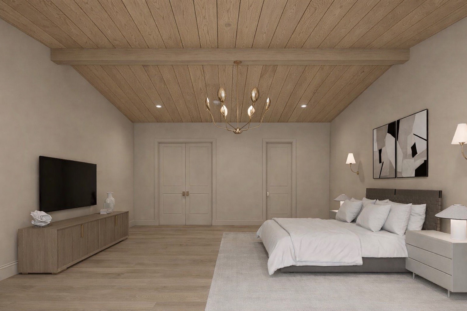 4521 Shys Hill Road Nashville, TN 37215 - Photo 16 of 46 a spacious bedroom with a bed and a flat screen tv