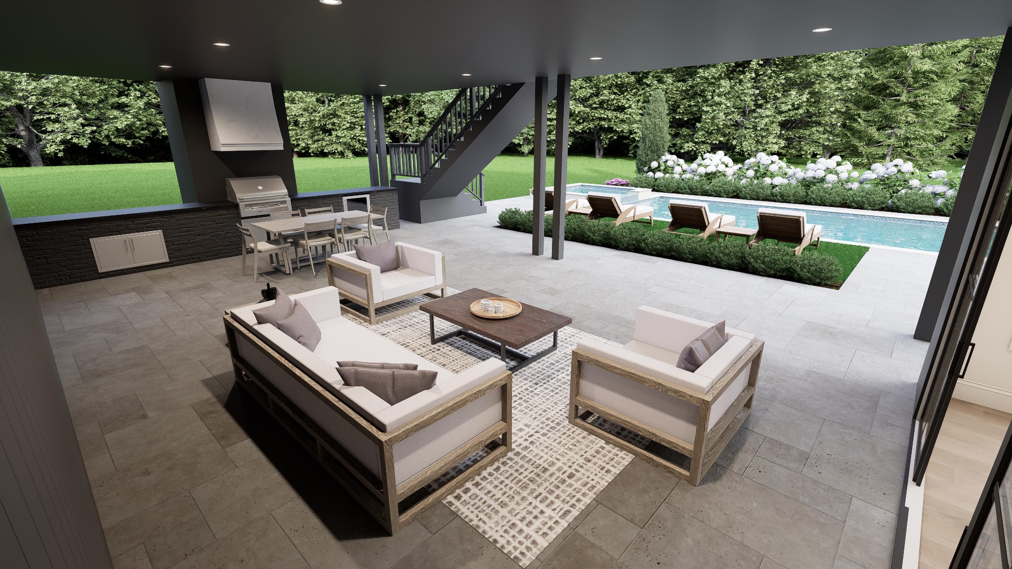 4521 Shys Hill Road Nashville, TN 37215 - Photo 41 of 46 a view of a patio with couches table and chairs with plants and a yard
