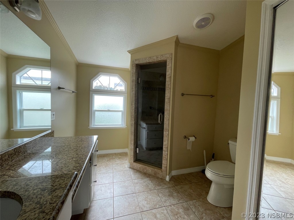4391 Maple Avenue Edgewater, FL 32141 - Photo 31 of 50 a bathroom with a granite countertop sink toilet and shower