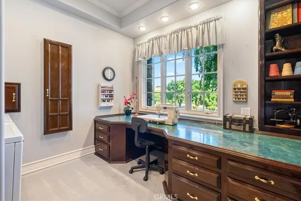 a view of a swimming pool and an outdoor space