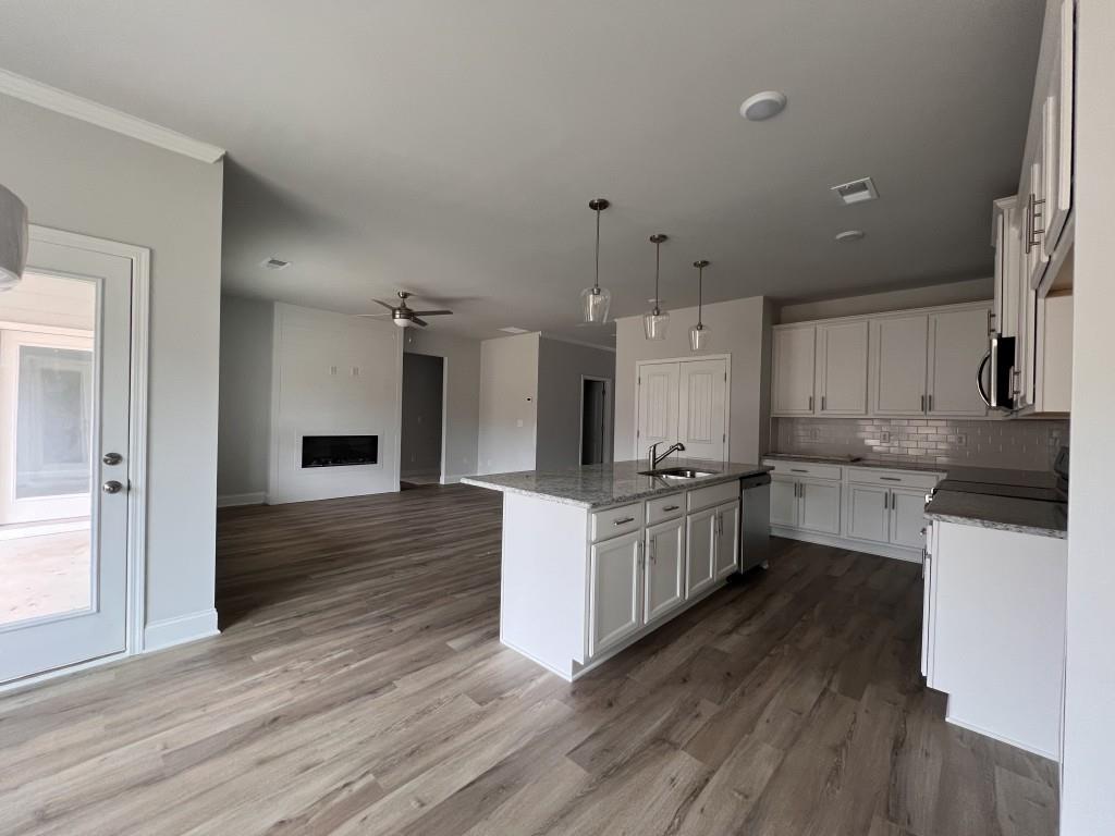 176 Greenview Court Homer, GA 30547 - Photo 3 of 19 a kitchen with granite countertop a stove top oven and cabinets