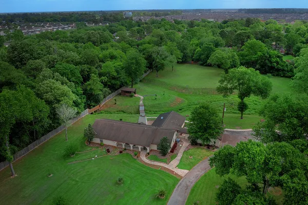 an aerial view of a house