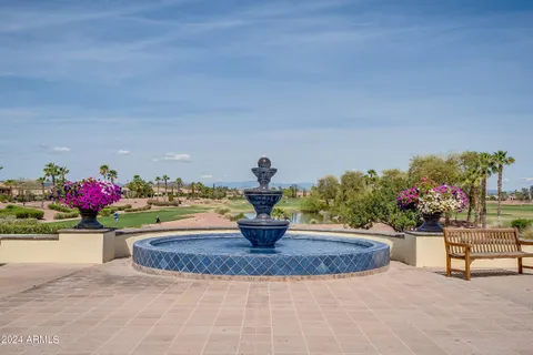 a view of a building with a garden