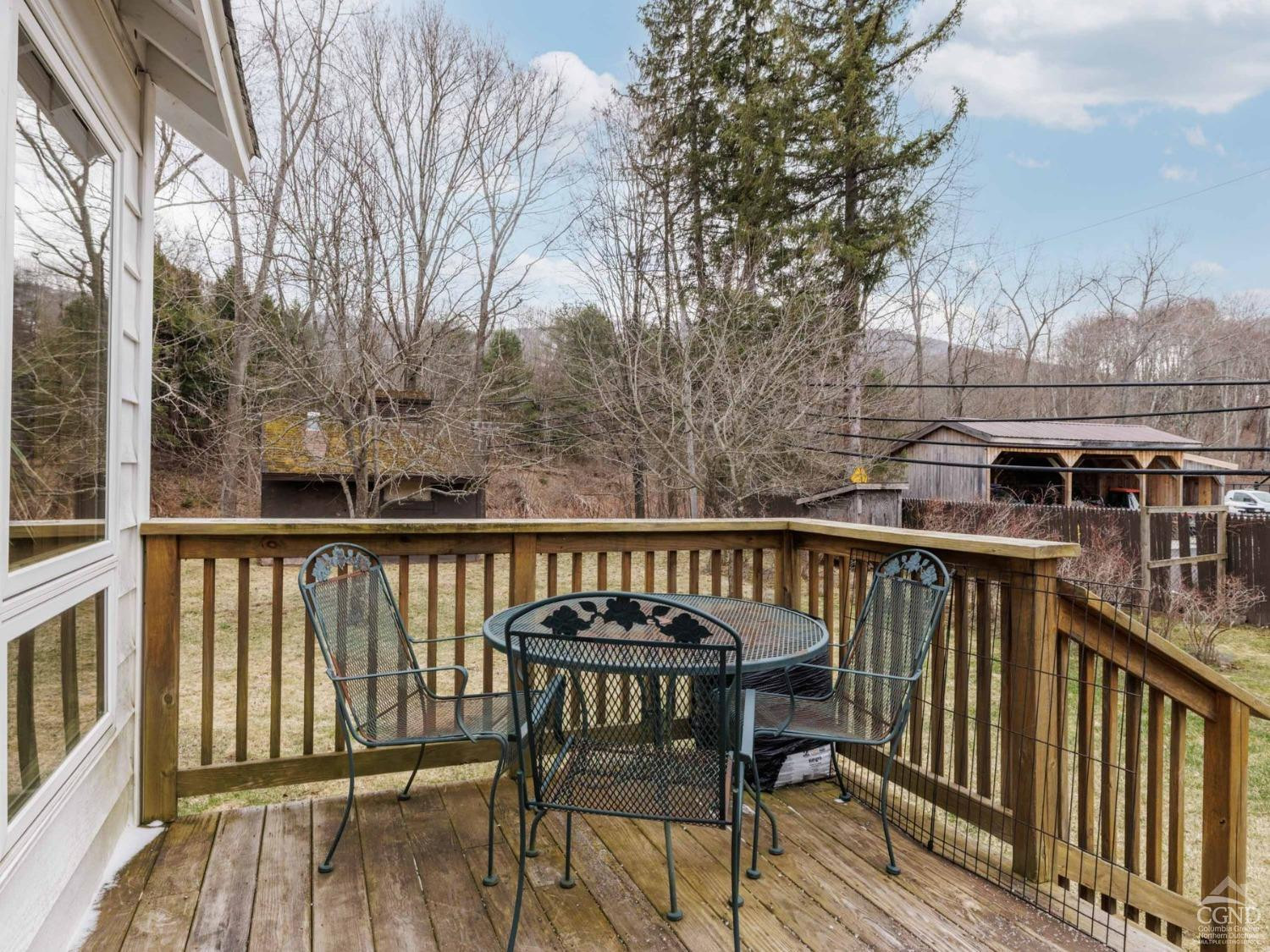 25 Vets Road Windham, NY 12496 - Photo 25 of 74 a view of balcony with wooden floor and outdoor seating