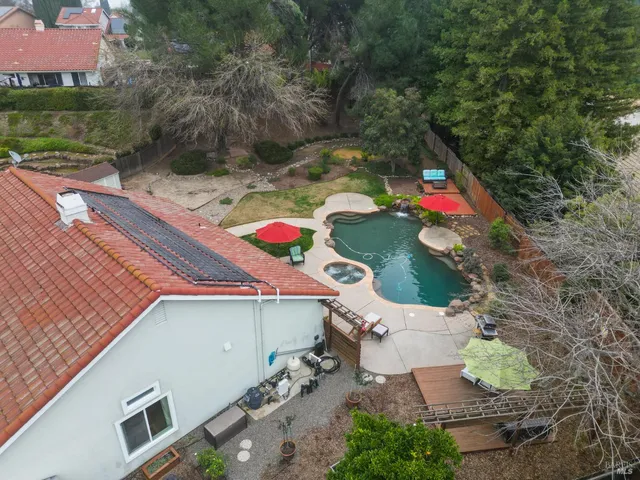 an aerial view of a house