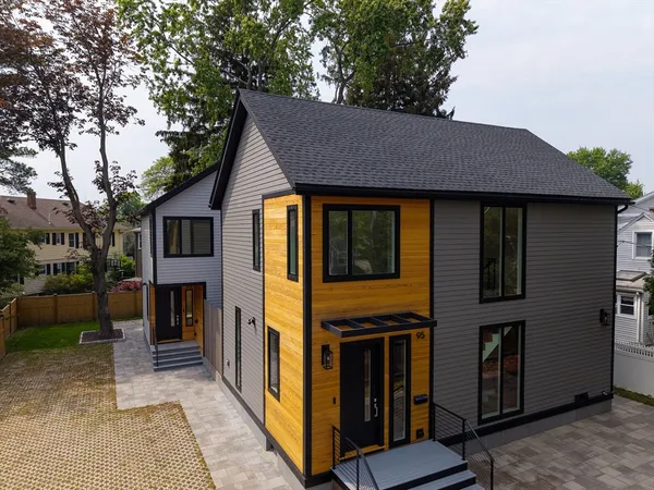 an aerial view of a house