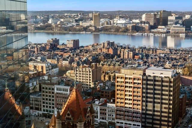 a view of a city with tall buildings