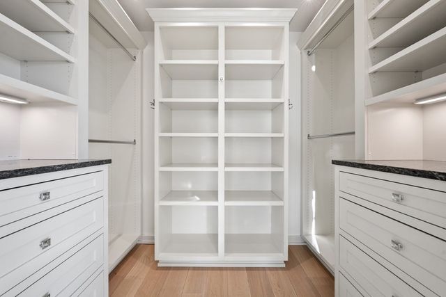 a view of an empty walk in closet
