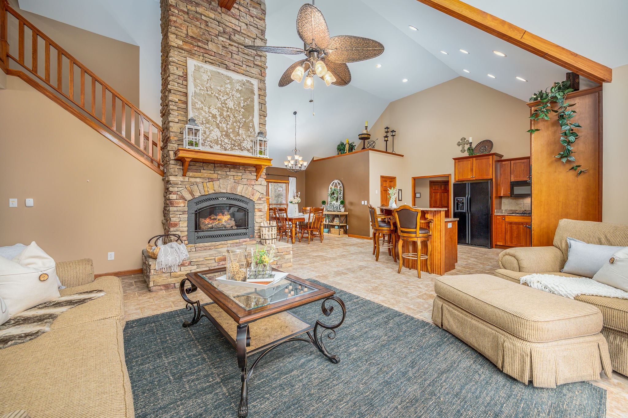 60 Lakeside Estates Road Springville, TN 38256 - Photo 7 of 49 a living room with furniture a rug and a fireplace