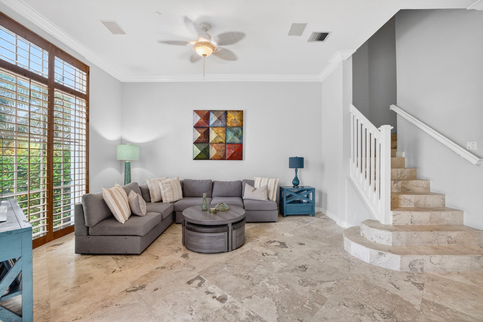 2860 Marina Circle Lighthouse Point, FL 33064 - Photo 9 of 37 Family Room with Plantaion Shutters