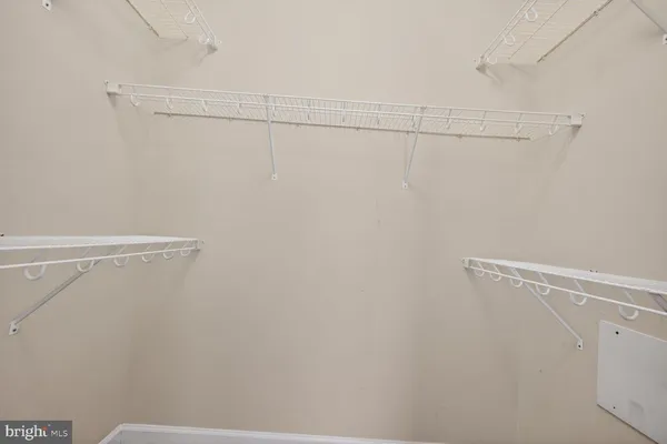 a view of small space with racks on the wall