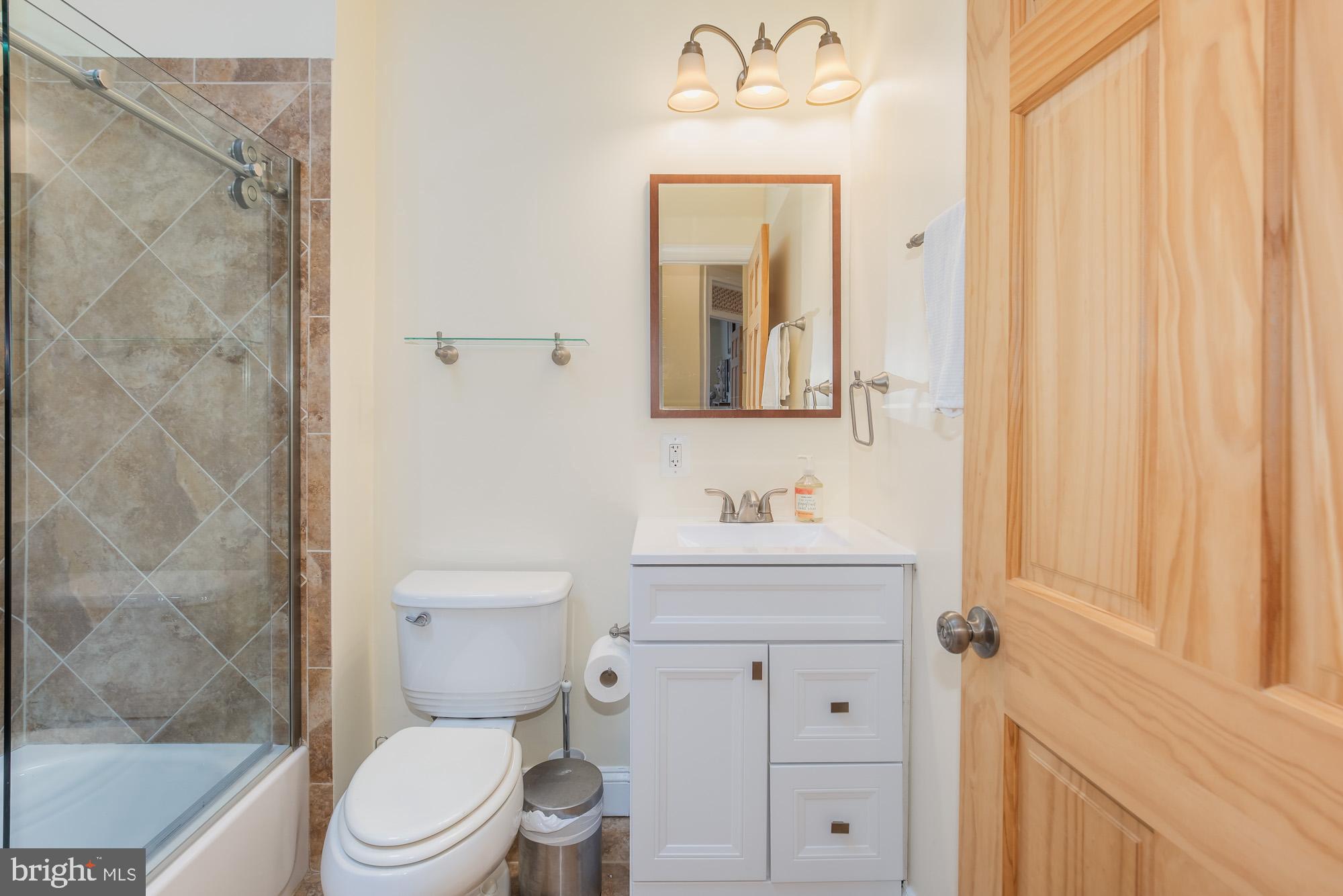 116 V Street Northeast Washington, DC 20002 - Photo 16 of 26 a bathroom with a toilet a sink and mirror