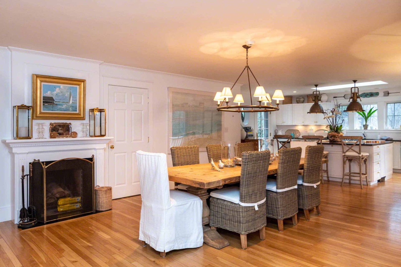 22 Edgartown Bay Road Edgartown, MA 02539 - Photo 9 of 55 a living room with fireplace furniture and a chandelier