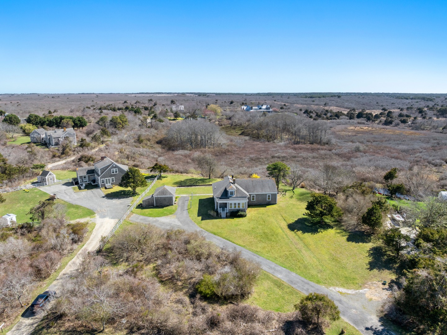 181 Polpis Road Nantucket, MA 02554 - Photo 4 of 22 an aerial view of a yard with horses