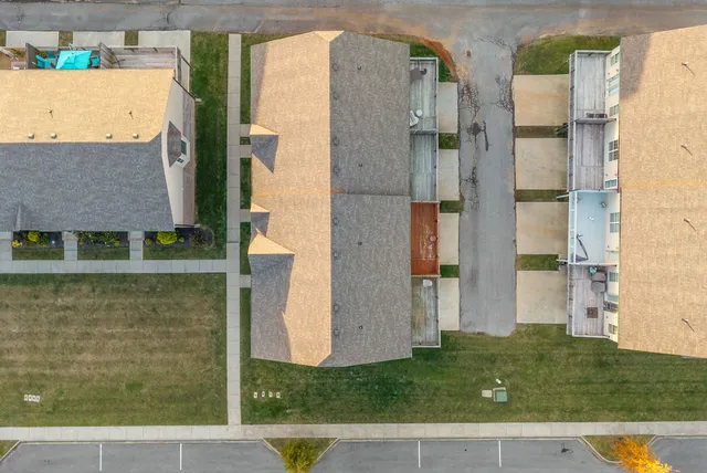 a view of a city with an ocean view