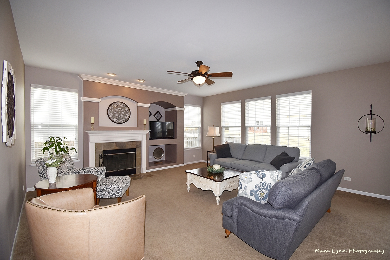 294 Sonora Drive Elgin, IL 60124 - Photo 9 of 40 a living room with furniture a fireplace and a large window
