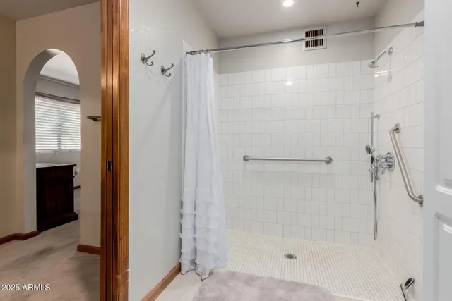 a bathroom with a shower