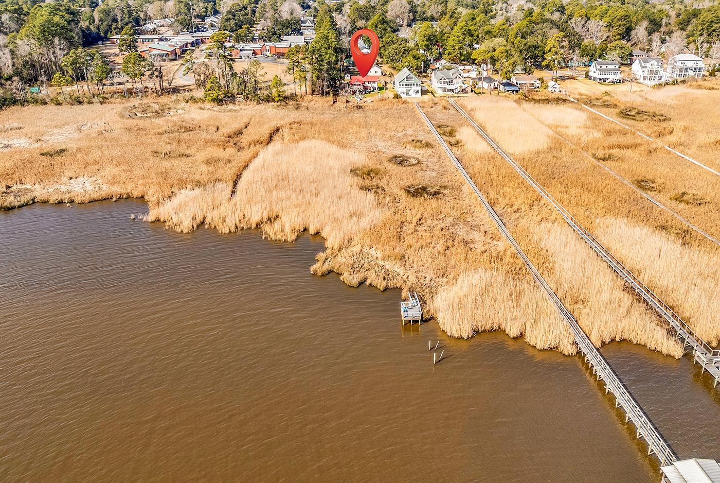 2023 Asbury Street Georgetown, SC 29440 - Photo 34 of 40 Drone / aerial view of a tree filled landscape and a large body of water