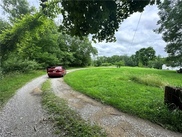 a view of a back yard with green space