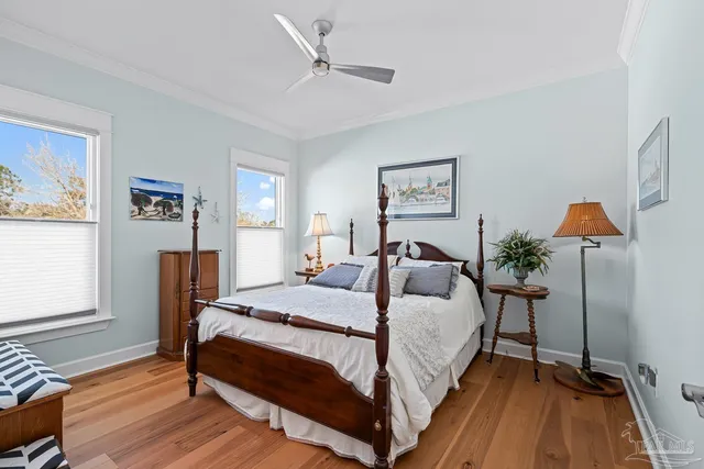 a view of a lake with boats