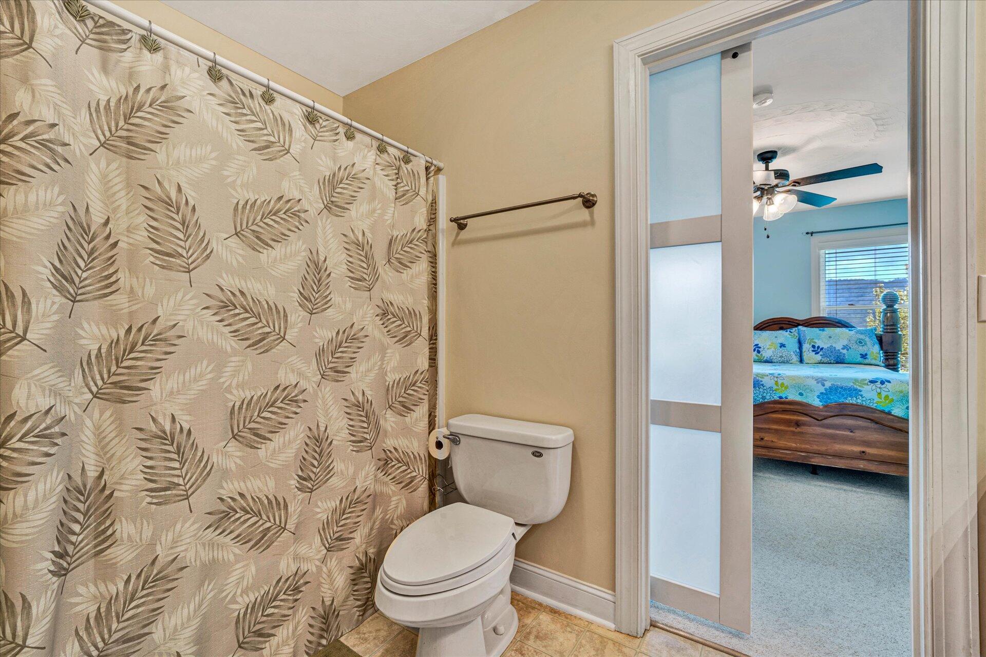 325 Rock Ridge Road Callaway, VA 24067 - Photo 45 of 74 a bathroom with a toilet and a shower curtain