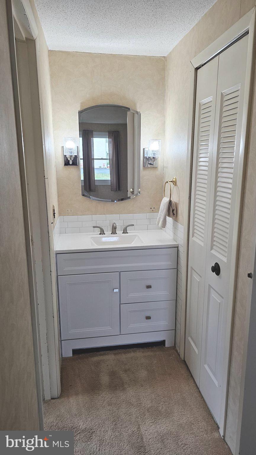 53 Crosswicks Chesterfield Road Chesterfield, NJ 08515 - Photo 16 of 35 a bathroom with a sink a mirror and a vanity