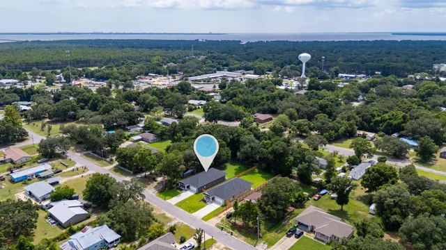 an aerial view of multiple house