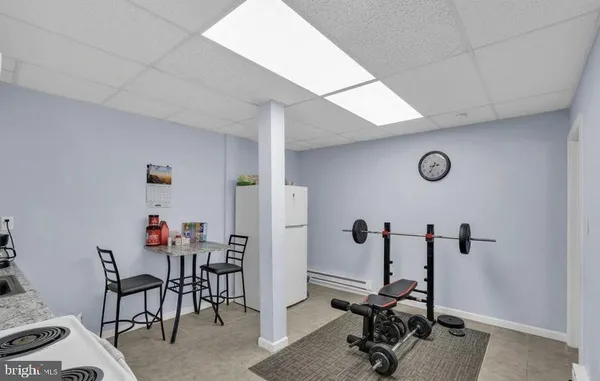 a view of a room with gym equipment
