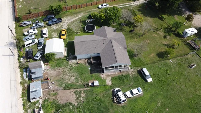 an aerial view of a house