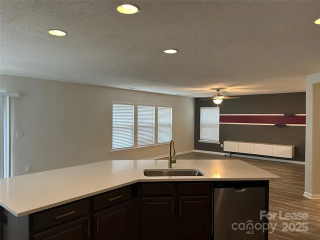 a kitchen with a sink and wooden cabinets