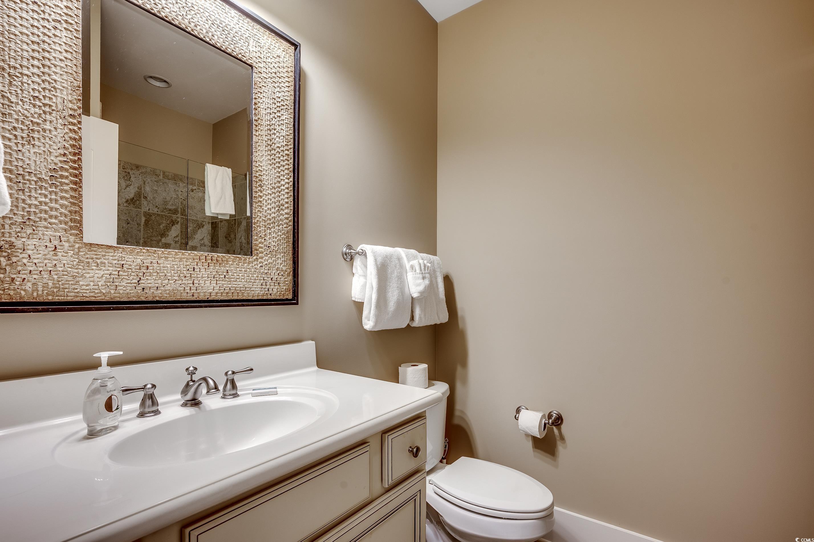 4964 Salt Creek Court North Myrtle Beach, SC 29582 - Photo 7 of 35 Bathroom with toilet, vanity, and a shower with curtain