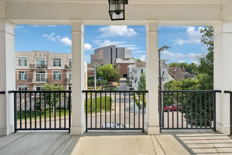 a view of a city from a balcony