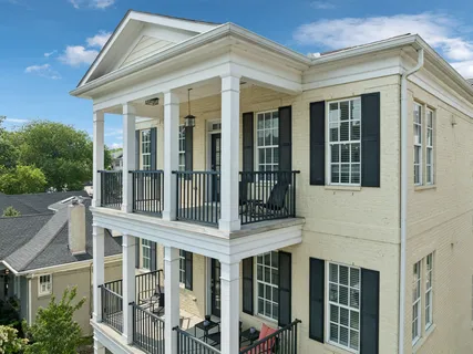 a view of a balcony with chair