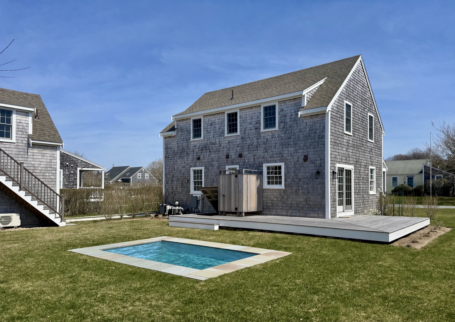 8 Sconset Avenue Nantucket, MA 02554 - Photo 28 of 44 Exterior Garage South Elevation & Pool