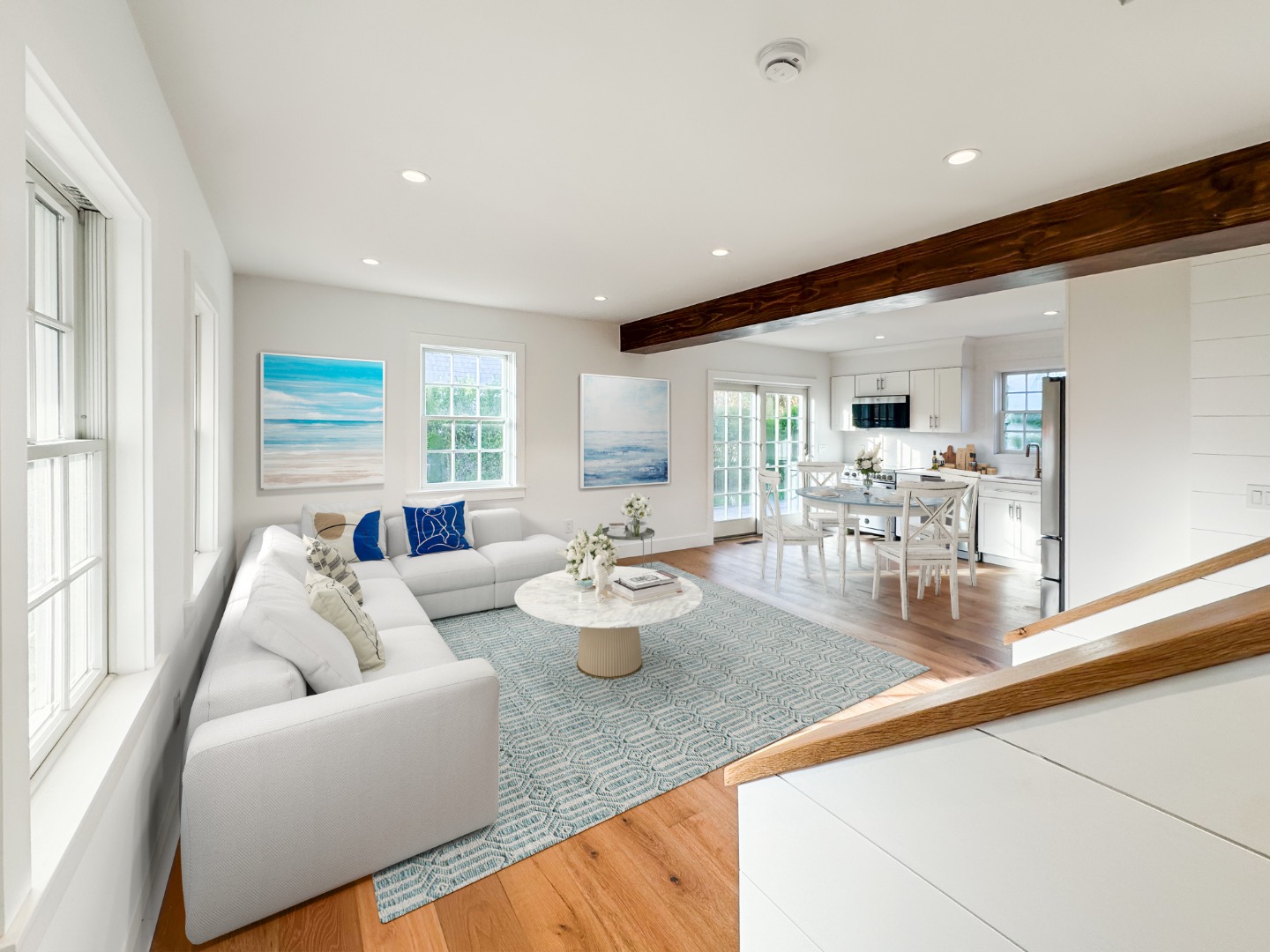 8 Sconset Avenue Nantucket, MA 02554 - Photo 10 of 33 Great Room & Kitchen Staged